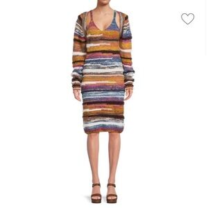 Caara Sobol dress multi color striped wool blend sweater dress XS NWT